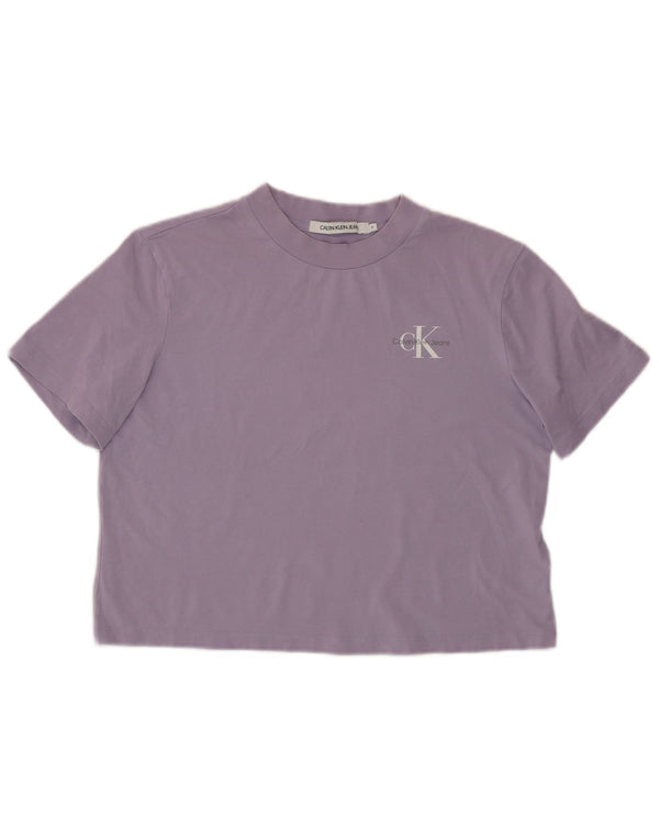 CALVIN KLEIN JEANS Ženska skraćena majica kratkih rukava UK 10 Small Purple Cotton