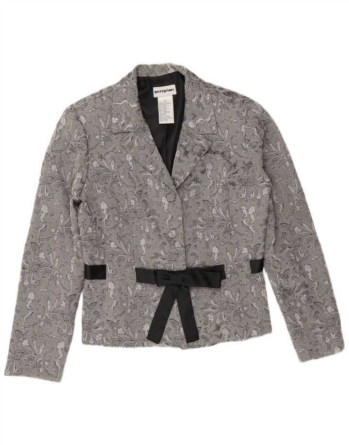 Perceptions Ženska jakna sa 2 gumba UK 8 Small Grey Floral Rayon