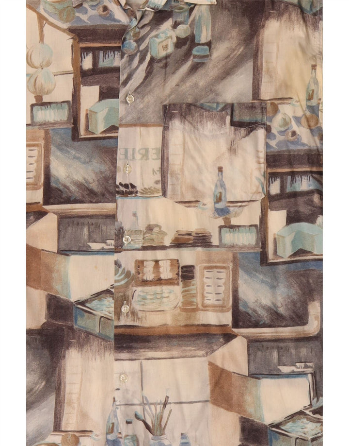 Benetton muška grafička majica kratkih rukava XL bež pačvork pamuk