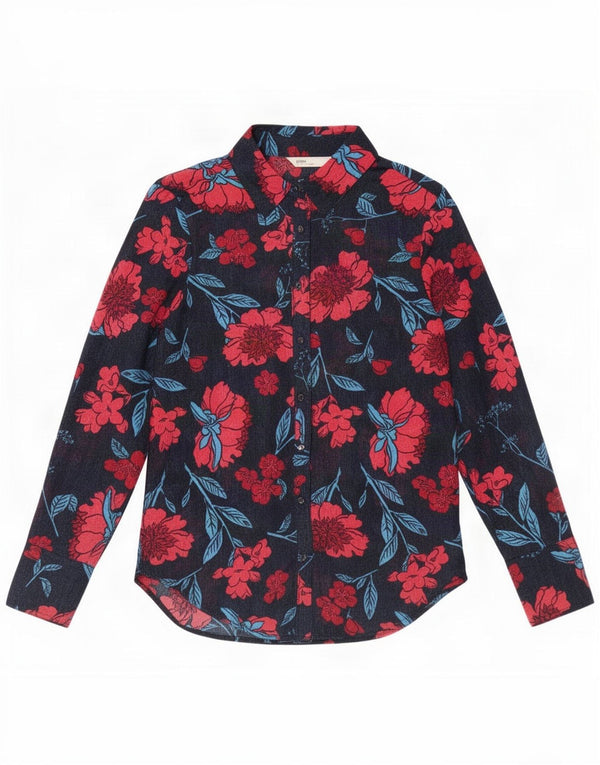 Zara ženska prozirna košulja bluza UK 6 XS tamnoplava cvjetna poliester