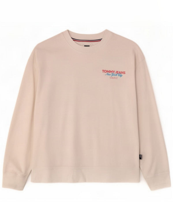 Tommy Hilfiger Womens Graphic Sweatshirt Jumper UK 14 Medium White Cotton