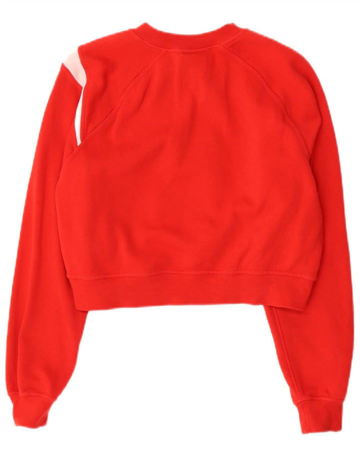 NIKE Womens Crop Graphic Sweatshirt Jumper UK 14 Medium Red Colourblock