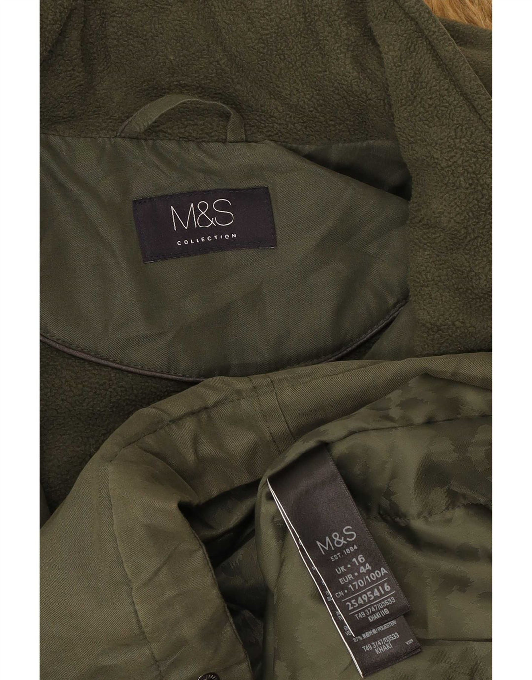 Marks & Spencer ženska jakna parka s kapuljačom UK 16 veliki kaki poliester