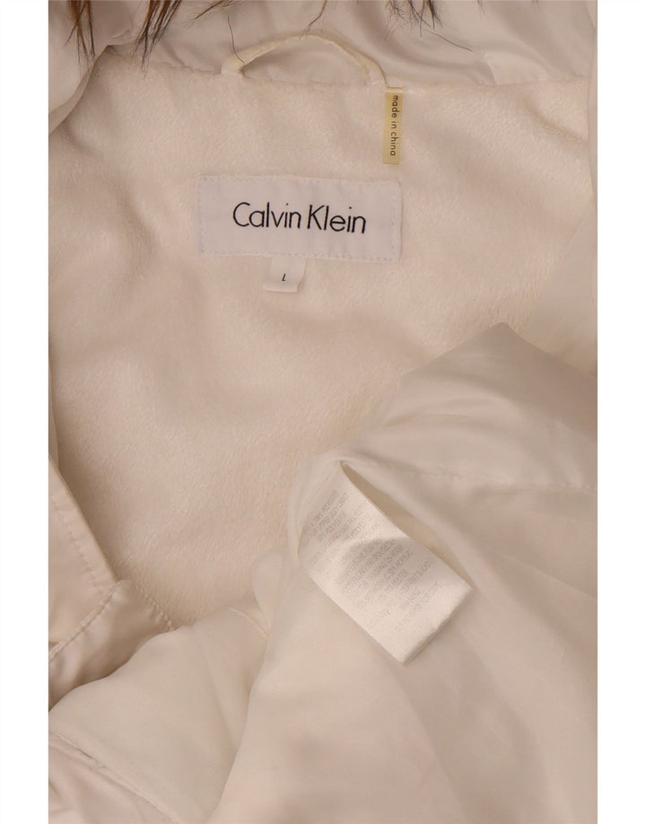 Calvin Klein ženska podstavljena jakna s kapuljačom UK 16 Veliki bijeli poliester