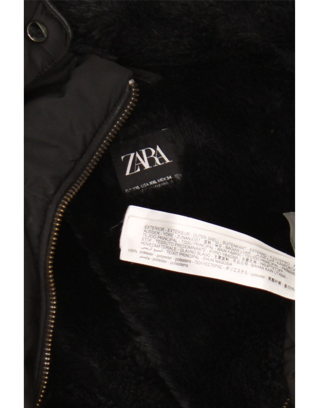 Zara ženska podstavljena jakna s kapuljačom UK 20 2XL crni poliester