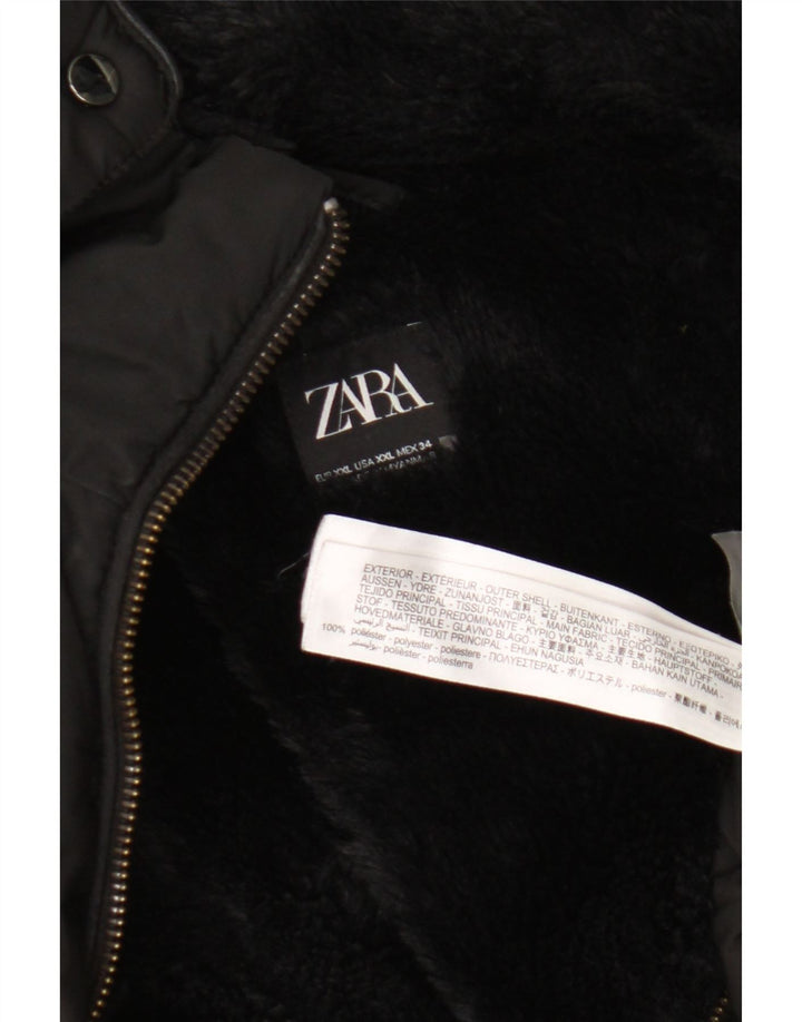 Zara ženska podstavljena jakna s kapuljačom UK 20 2XL crni poliester