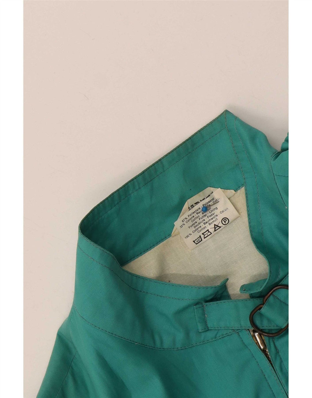 Vintage ženska bomber jakna UK 12 Srednje tirkizni poliester u boji