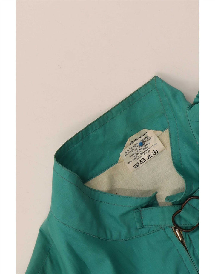 Vintage ženska bomber jakna UK 12 Srednje tirkizni poliester u boji