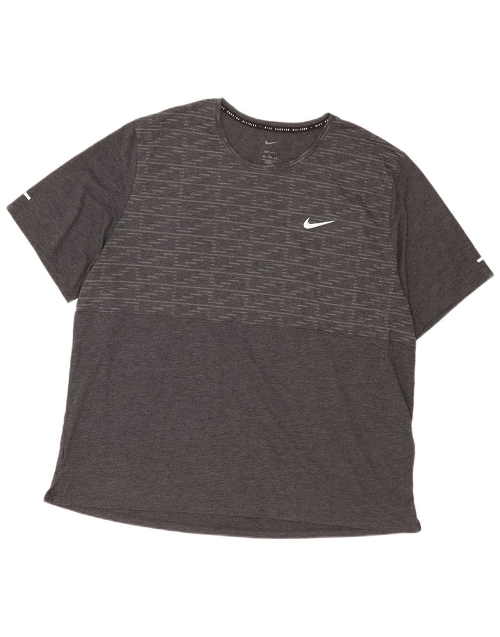 Nike Dri Fit majica kratkih rukava 2XL sivi geometrijski poliester