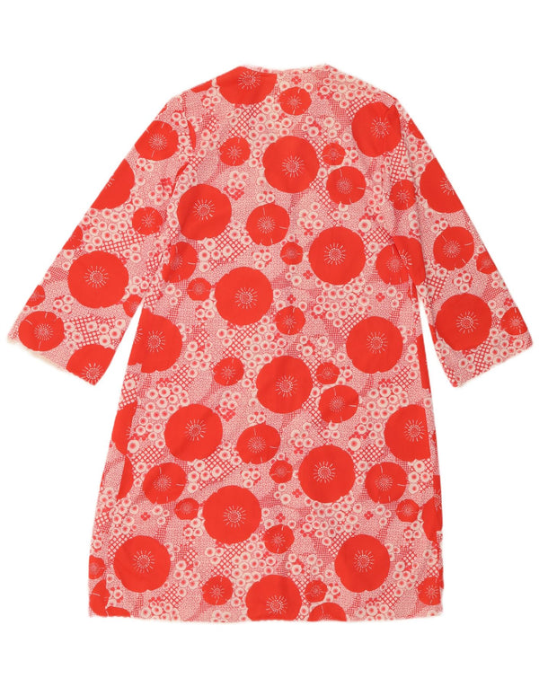 VINTAGE ženska ogrtač na pomaknutu haljinu UK 14 Srednje crvena cvjetna