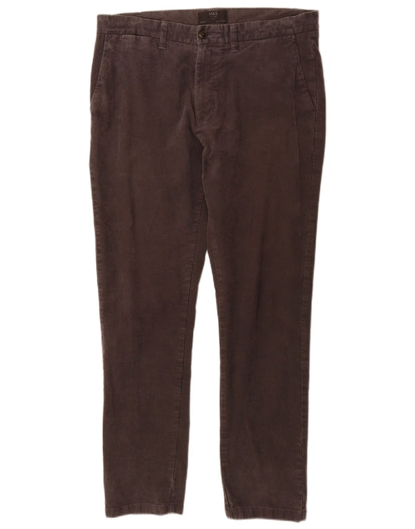 Marks & Spencer Mens Slim Chino Trousers W34 L31 Grey Cotton