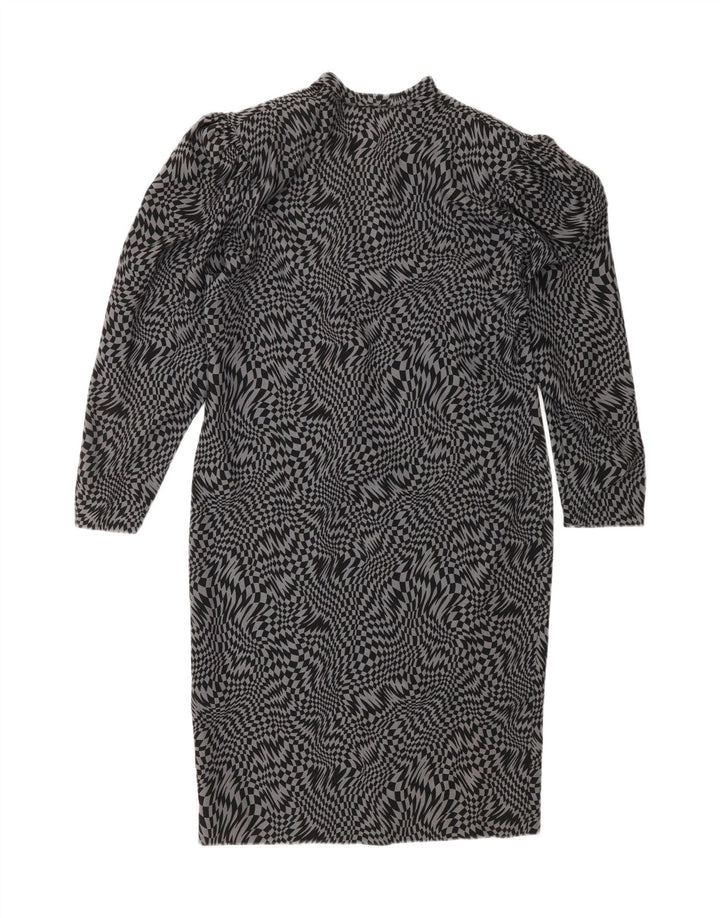 VINTAGE Womens Long Sleeve Shift Dress IT 44 Medium Black Geometric Vintage Vintage and Second-Hand Vintage from Messina Hembry 