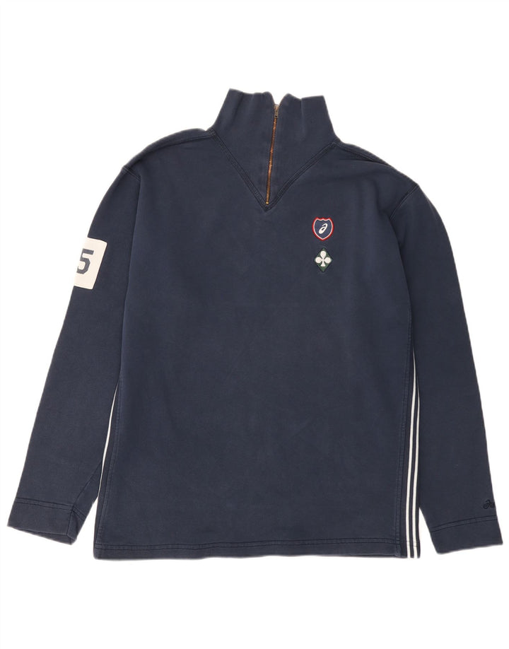 Mali tamnoplavi muški džemper s izrezom i zipom Asics