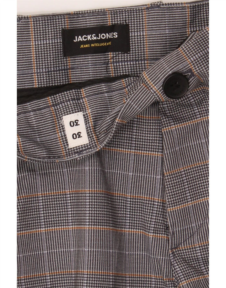 JACK & JONES Womens Slim Chino Trousers W30 L30 Grey Check Polyester Vintage Jack & Jones and Second-Hand Jack & Jones from Messina Hembry 