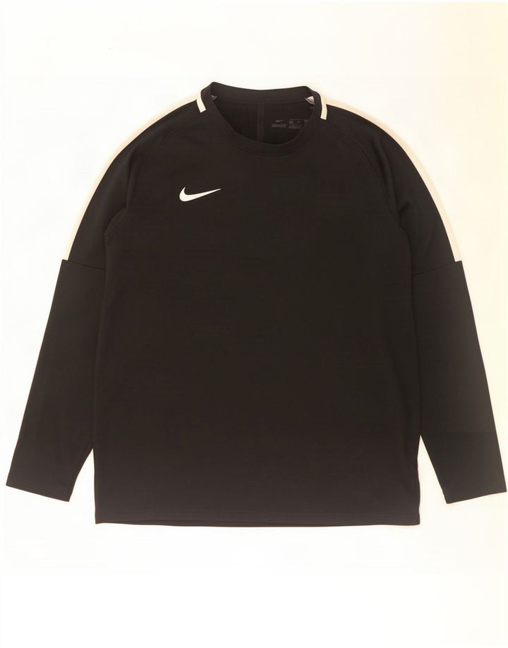 Nike muška Dri Fit majica dugih rukava, veliki crni poliester u boji