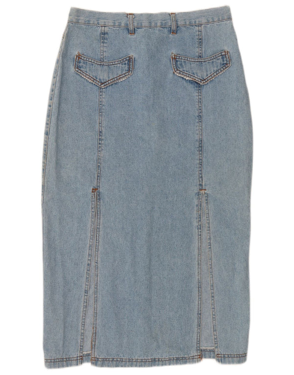 Squaw Womens High Waist Midi Denim Skirt W34 Large Blue Cotton