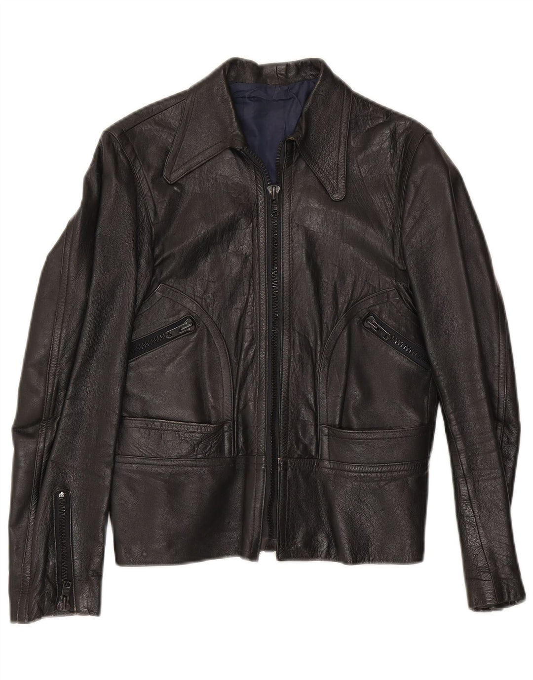 VINTAGE ženska kožna jakna UK 8 Mala crna