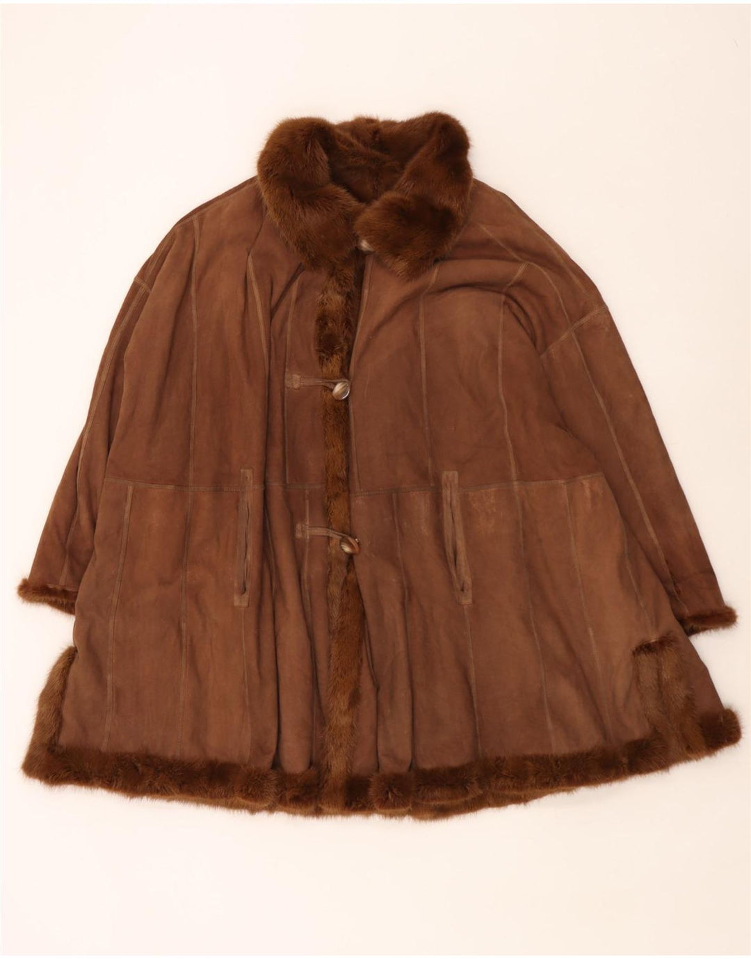Vintage ženska prevelika krznena bunda UK 18 XL smeđa