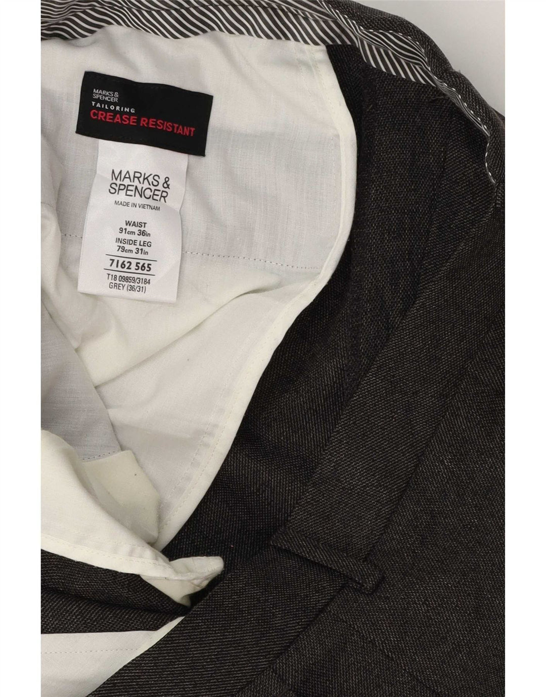 Marks & Spencer muške hlače ravnog odijela W36 L31 sivi poliester