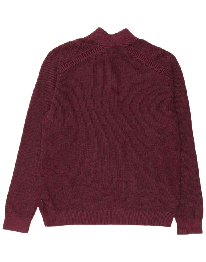 Muški džemper s izrezom i patentnim zatvaračem Ted Baker veličina 6 2XL bordo poliester