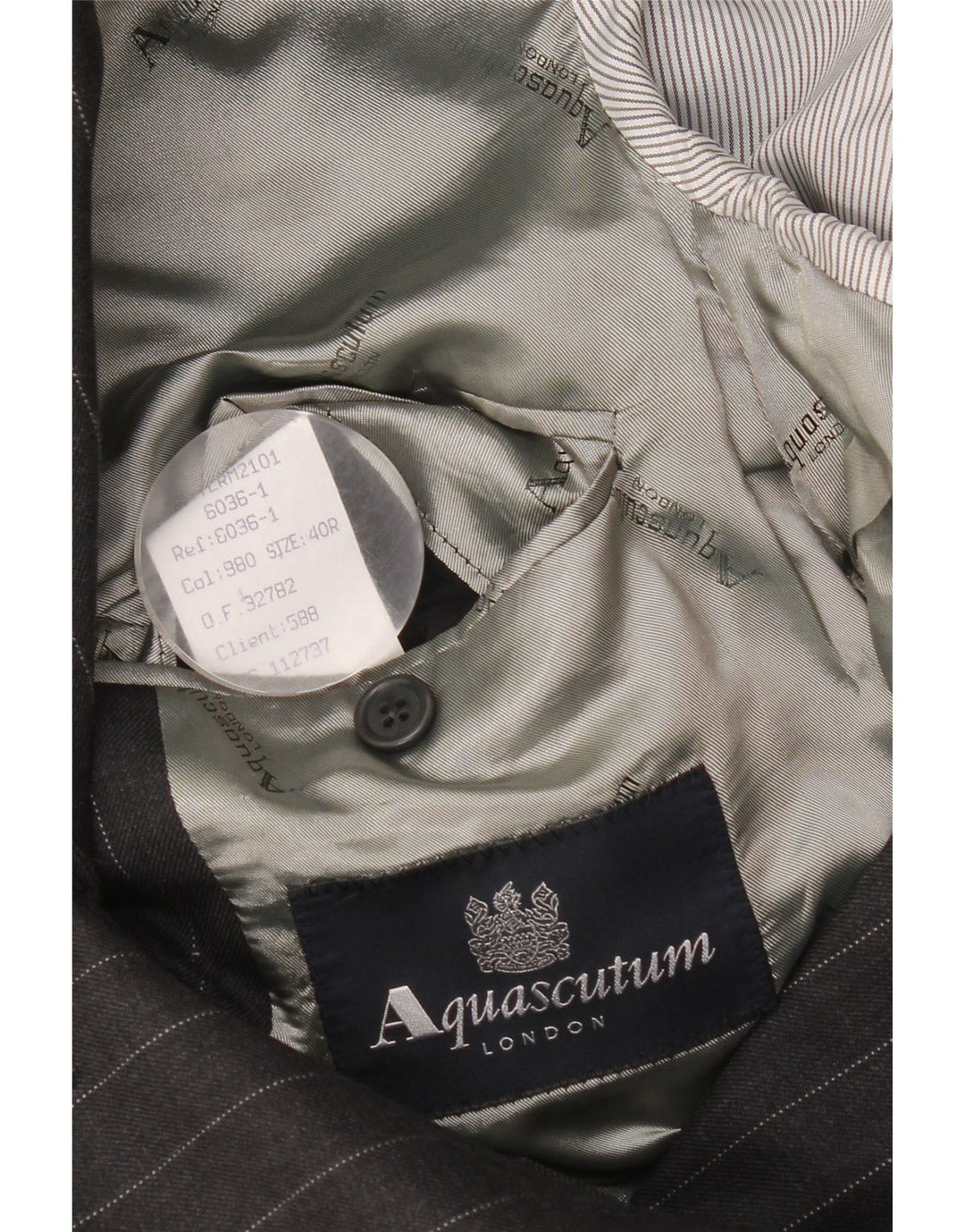 Aquascutum muška jakna sako s 3 gumba UK 40 Vunene velike sive pruge
