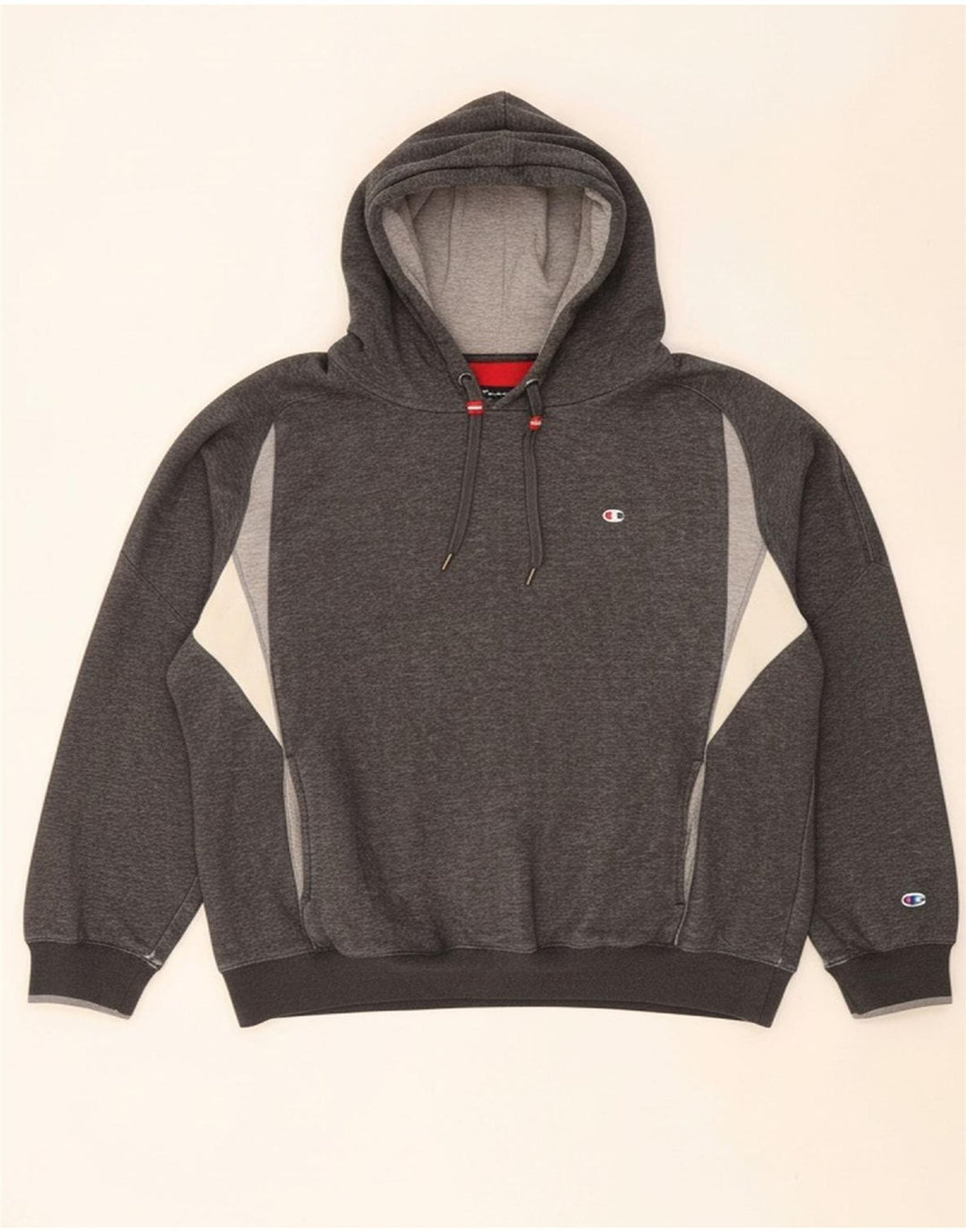 CHAMPION Mens Hoodie Jumper Medium Grey Colourblock Cotton