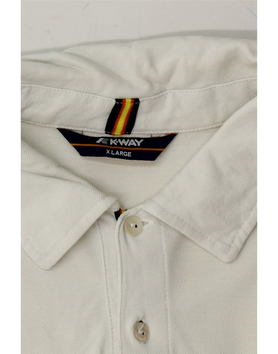 K-WAY Mens Polo Shirt XL White Vintage K-Way and Second-Hand K-Way from Messina Hembry 