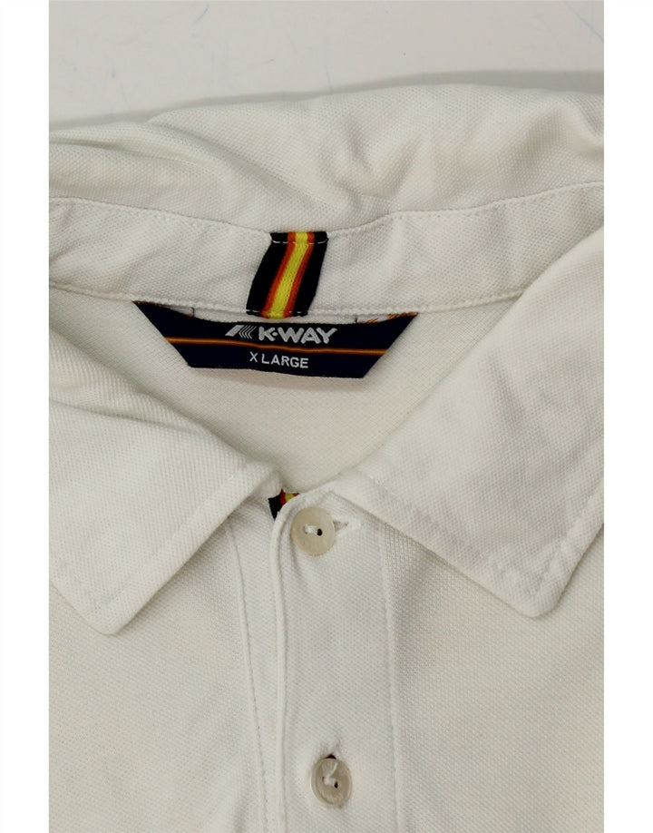 K-WAY Mens Polo Shirt XL White Vintage K-Way and Second-Hand K-Way from Messina Hembry 