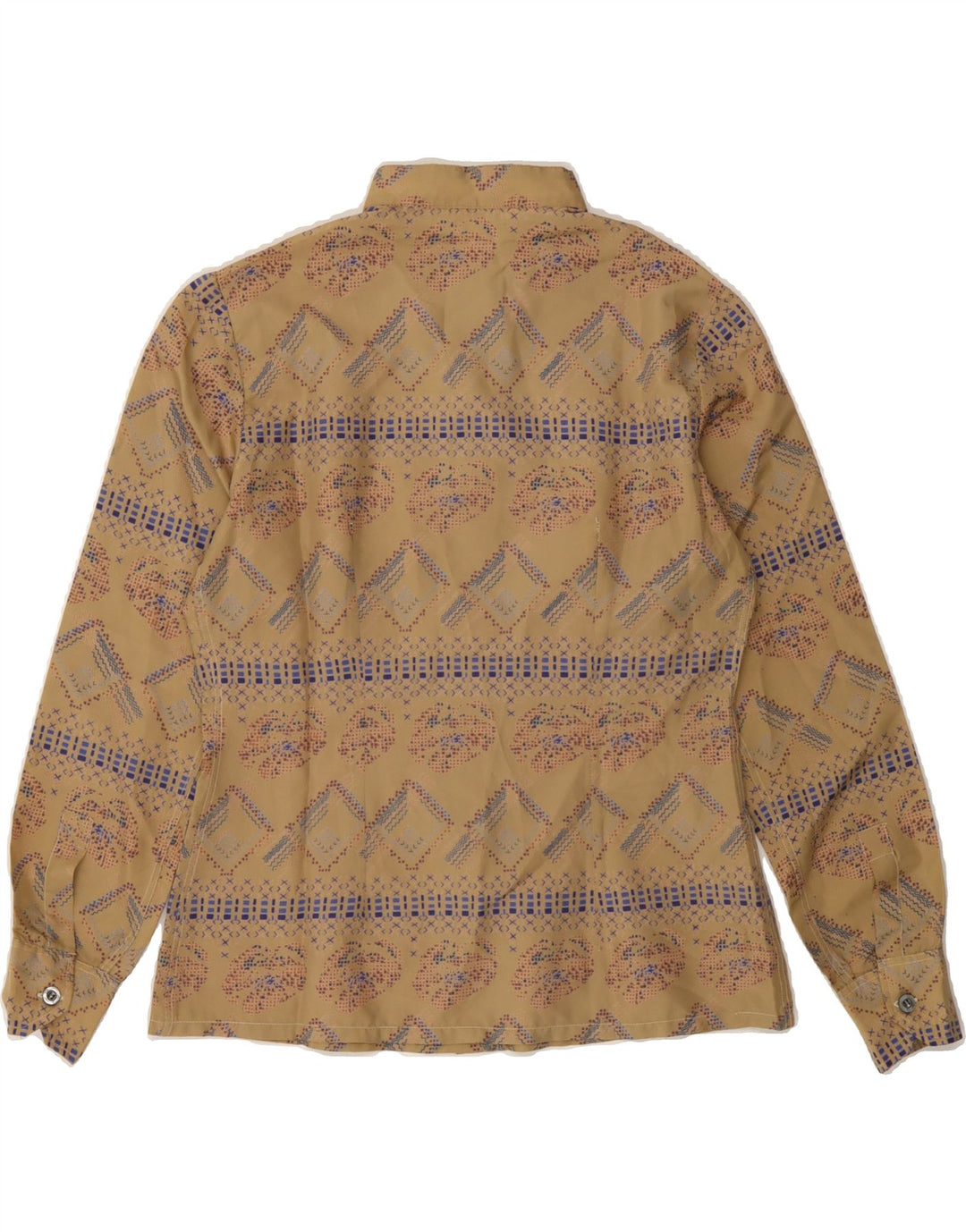 VINTAGE Womens Abstract Pattern Shirt Blouse UK 12 Medium Beige Vintage Vintage and Second-Hand Vintage from Messina Hembry 