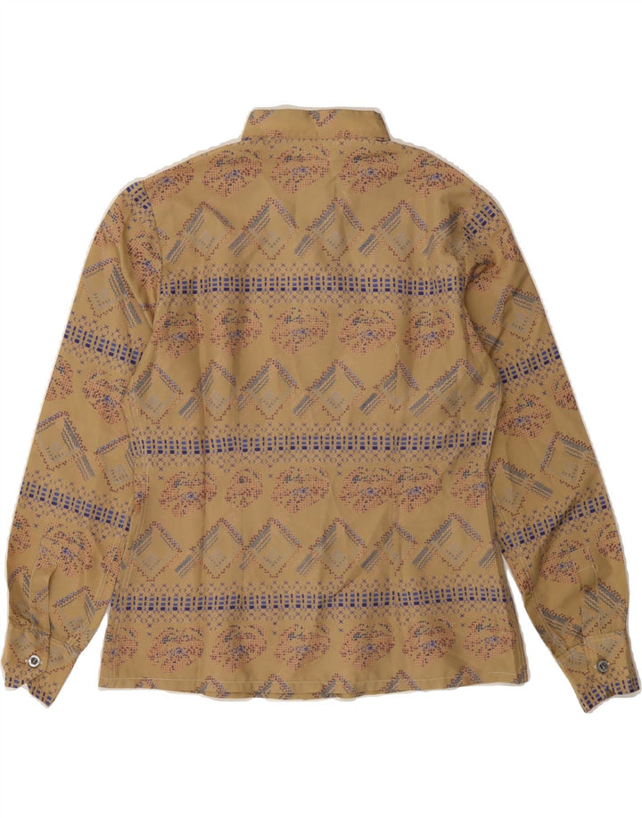 VINTAGE Womens Abstract Pattern Shirt Blouse UK 12 Medium Beige Vintage Vintage and Second-Hand Vintage from Messina Hembry 