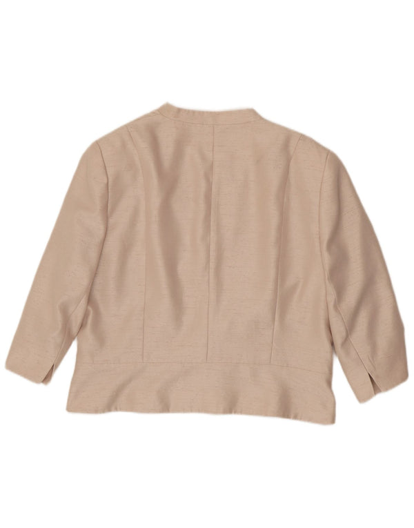 JAQUES VERT Ženska jakna s otvorenim sakoom s 3/4 rukava UK 22 3XL Ružičasti poliester