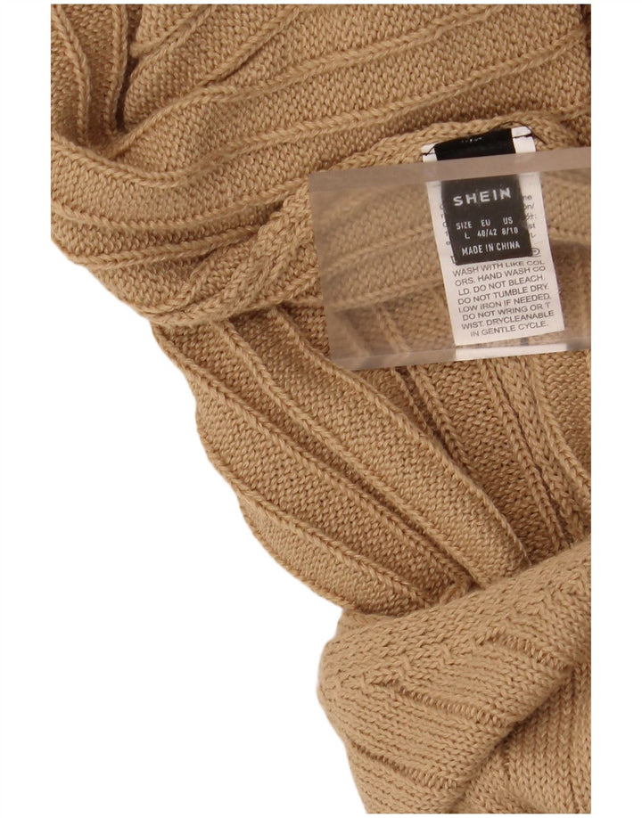 Shein ženska pletena haljina s halterima UK 14 veliki bež poliester