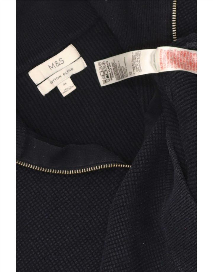 Marks & Spencer muški džemper s izrezom s patentnim zatvaračem XL tamnoplavi poliester