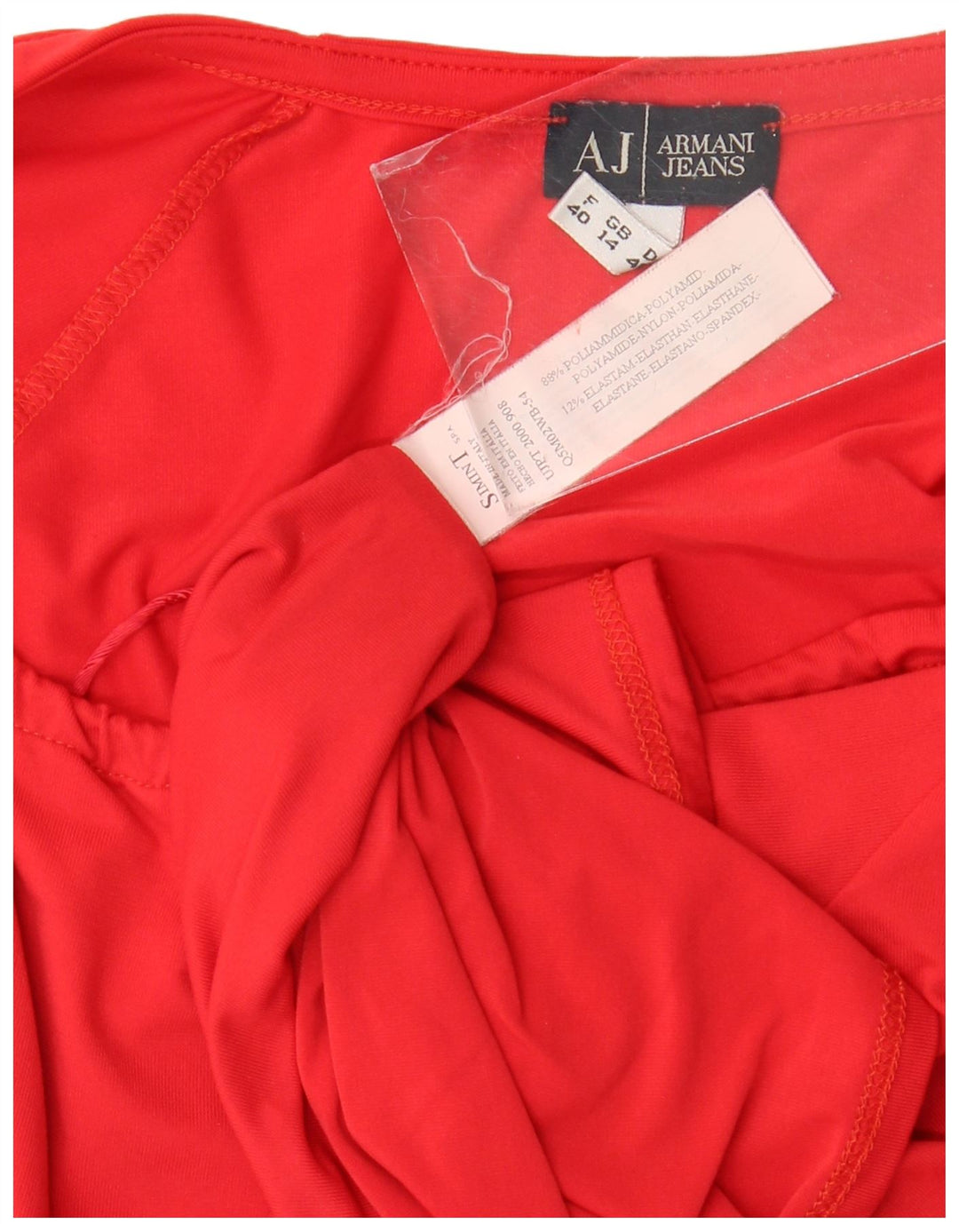Armani Jeans Ženska skraćena majica s 3/4 rukavima UK 14 Srednje crvena poliamid