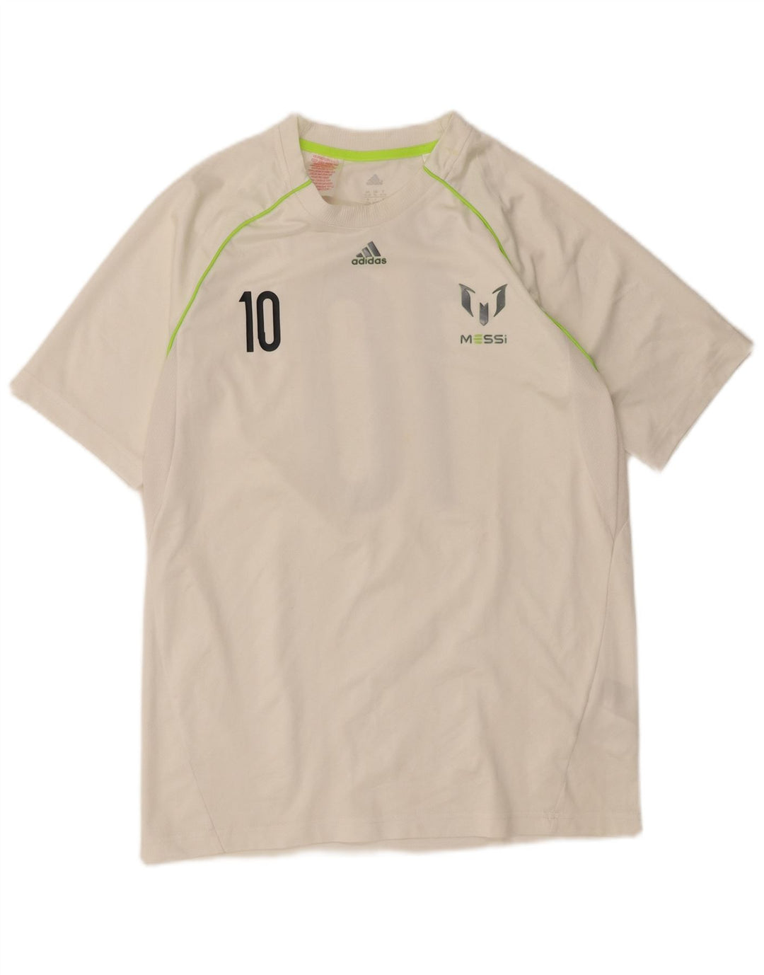 ADIDAS Boys MESSI Graphic T-Shirt Top 15-16 Years White Polyester