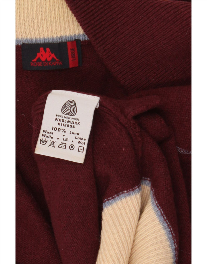 KAPPA ženski kardigan pulover UK 16 Large Burgundy Colourblock Wool