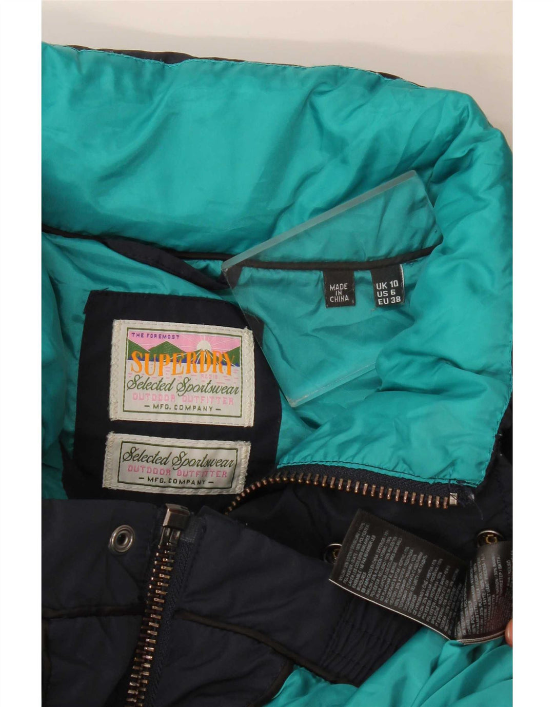 Superdry ženska prevelika podstavljena jakna UK 10 Mala tamnoplava poliester