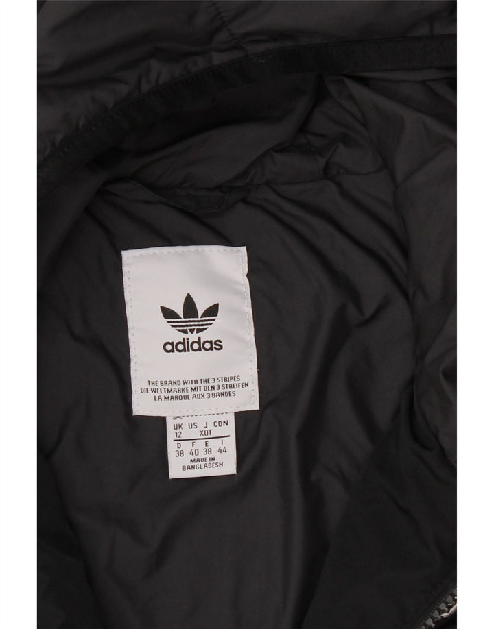 ADIDAS Womens Hooded Padded Jacket UK 12 Medium  Black Polyester Vintage Adidas and Second-Hand Adidas from Messina Hembry 