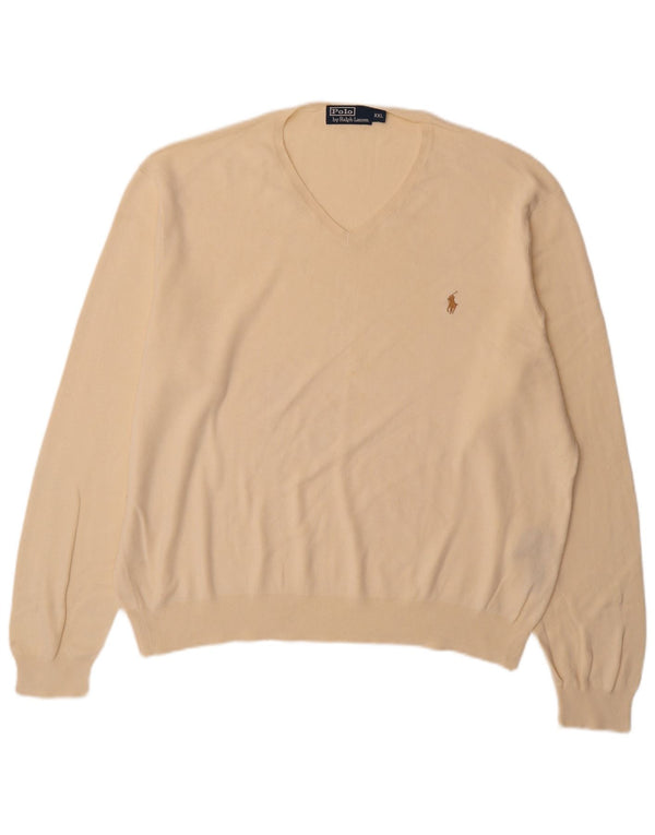 Polo Ralph Lauren muški džemper s V-izrezom 2XL bež pamuk