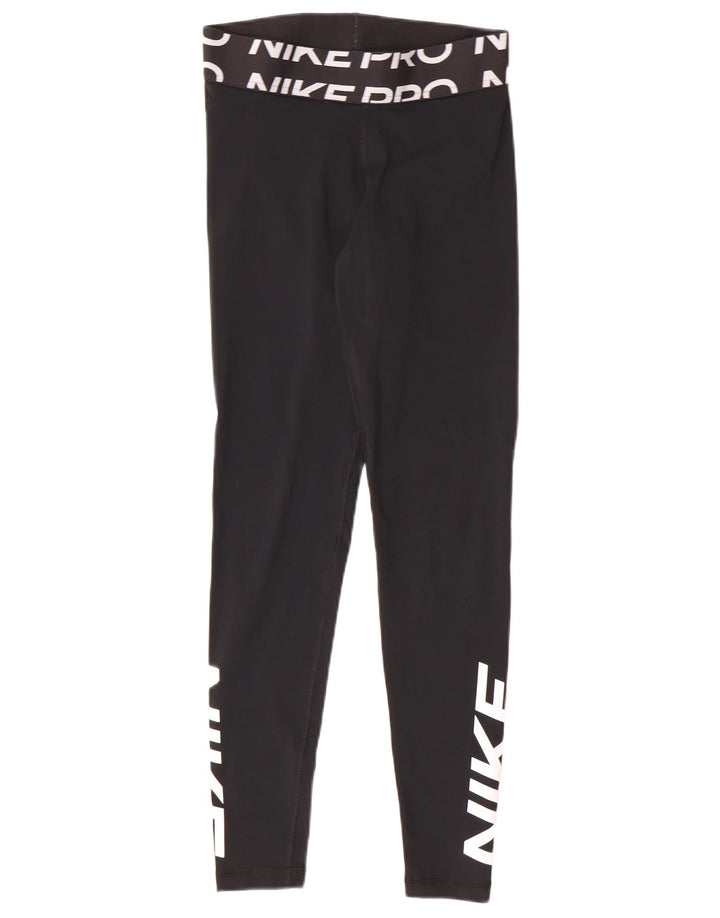 Nike Ženske Dri Fit Graphic Leggings UK 10 Male crne poliesterske sportske