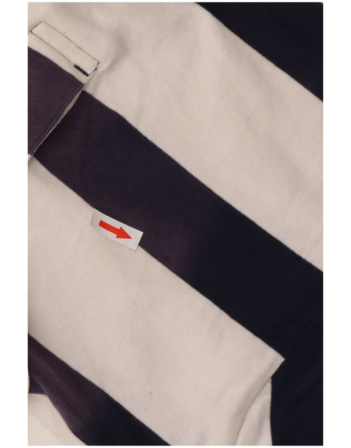 CREW ODJEĆA Muška ragbi polo majica dugih rukava, mala pamučna bijela prugasta