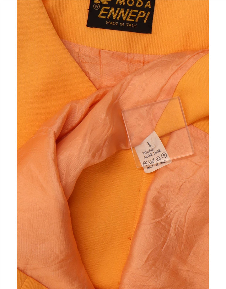 VINTAGE Womens Blazer Jacket UK 16 Large Yellow Viscose