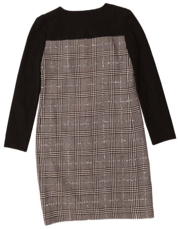 JAEGER Ženska plašt haljina dugih rukava UK 8 Mala crna vunena hrskava zuba