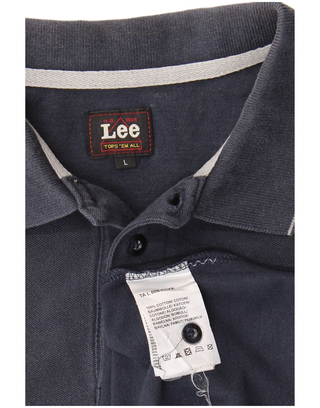 LEE Mens Polo Shirt Large Navy Blue Cotton