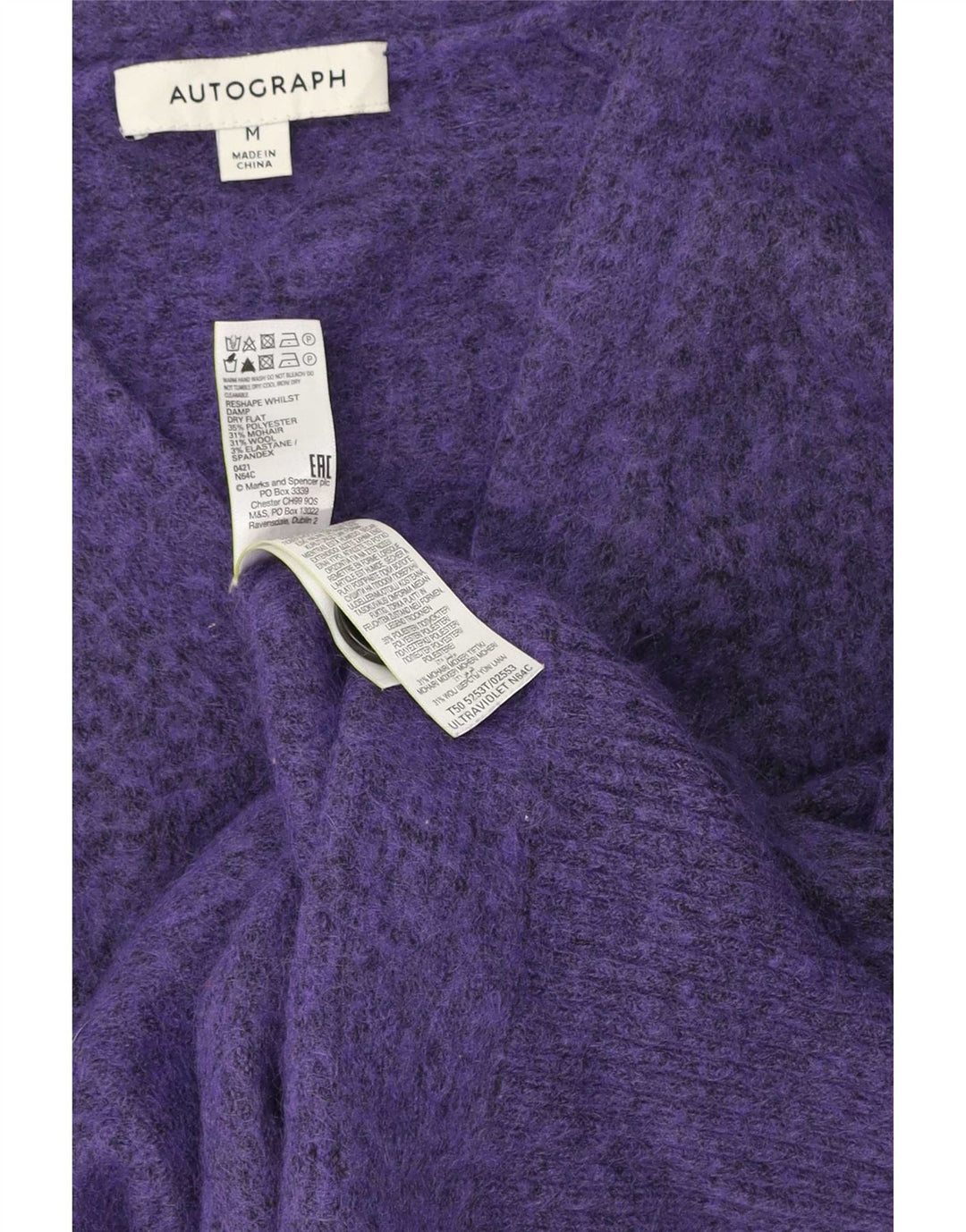 Marks & Spencer ženski džemper s autogramom UK 14 Srednje ljubičasta