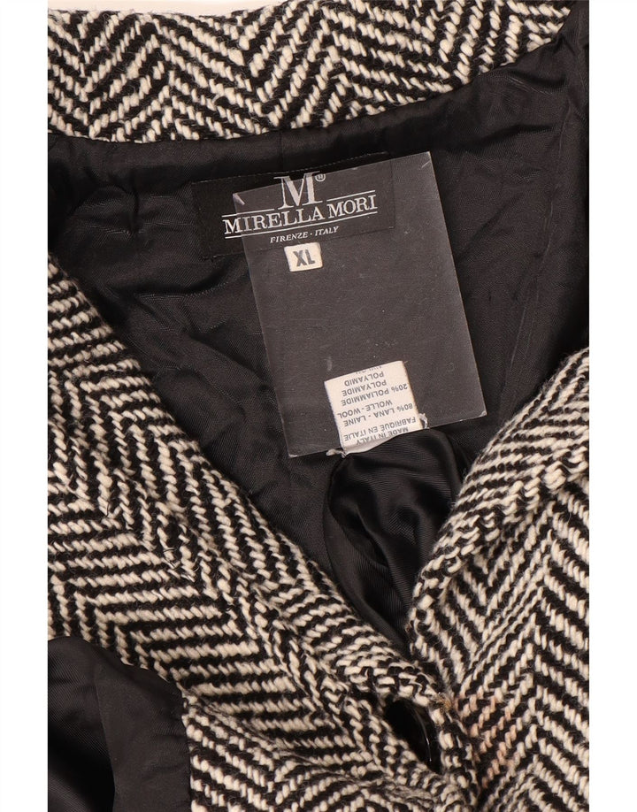 MIRELLA MORI Ženski preveliki kaput UK 18 XL Crna vuna riblja kost