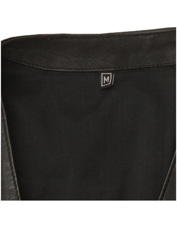 VINTAGE muški kožni prsluk srednje crne boje