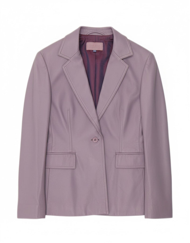 ESCADA Womens 1 Button Leather Blazer Jacket EU 38 Medium Purple Lambskin Vintage Escada and Second-Hand Escada from Messina Hembry 