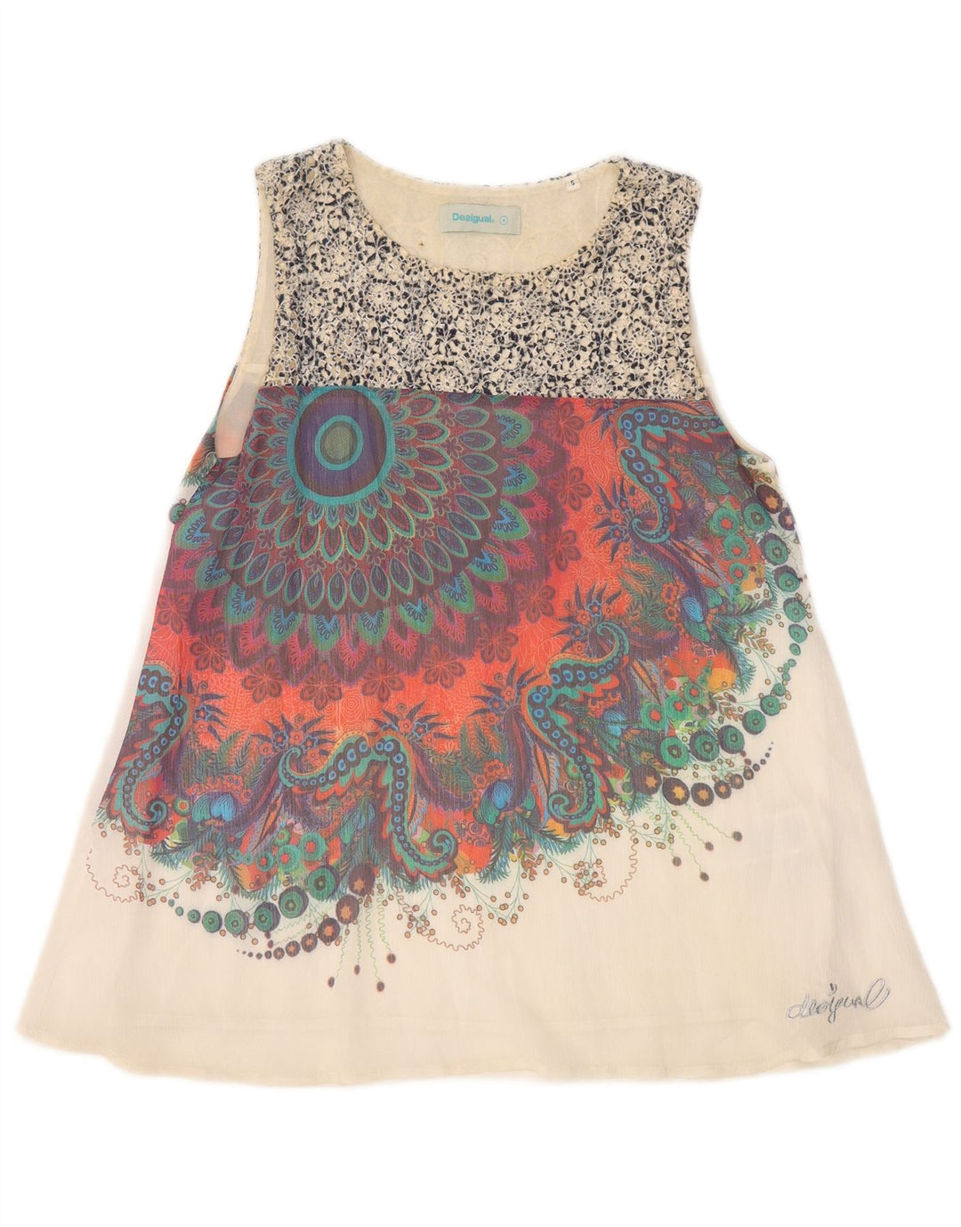 DESIGUAL gornji dio ženske grafičke bluze UK 10 Small Multicolored Paisley