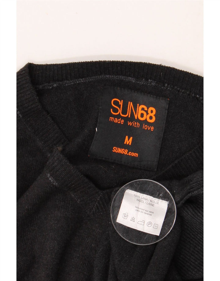 SUN68 Muški džemper s V-izrezom srednje sive vune